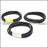 Stainless Steel Leather Bracelet b009807H3