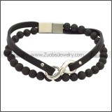Stainless Steel Leather Bracelet b009814H