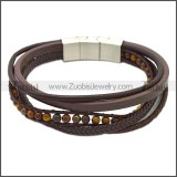 Stainless Steel Leather Bracelet b009808K3