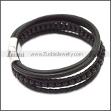 Stainless Steel Leather Bracelet b009808H2