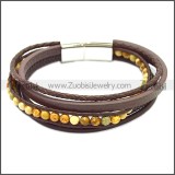 Stainless Steel Leather Bracelet b009808K1