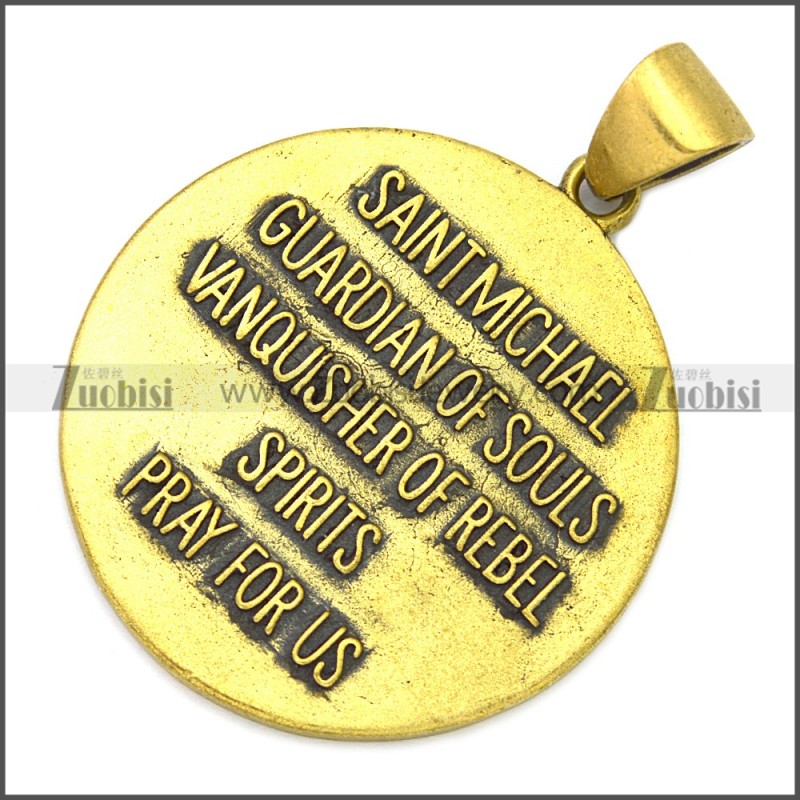 Golden Stainless Steel Saint Michael Pendant p010520GH