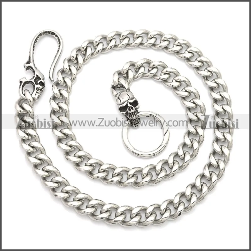 Stainless Steel Jean Chain w Skull Clasp for Mens y000061S