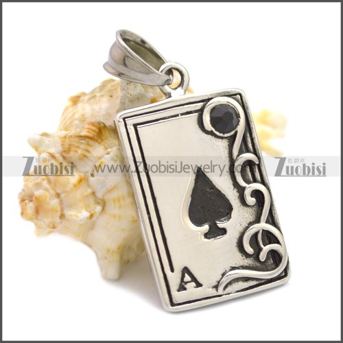 Stainless Steel Ace of Spades Card Pendant p010678SH3