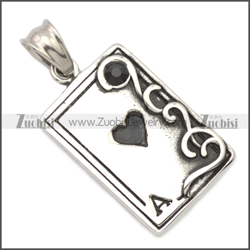 Ace of Hearts Poker Card Pendant p010678SH2