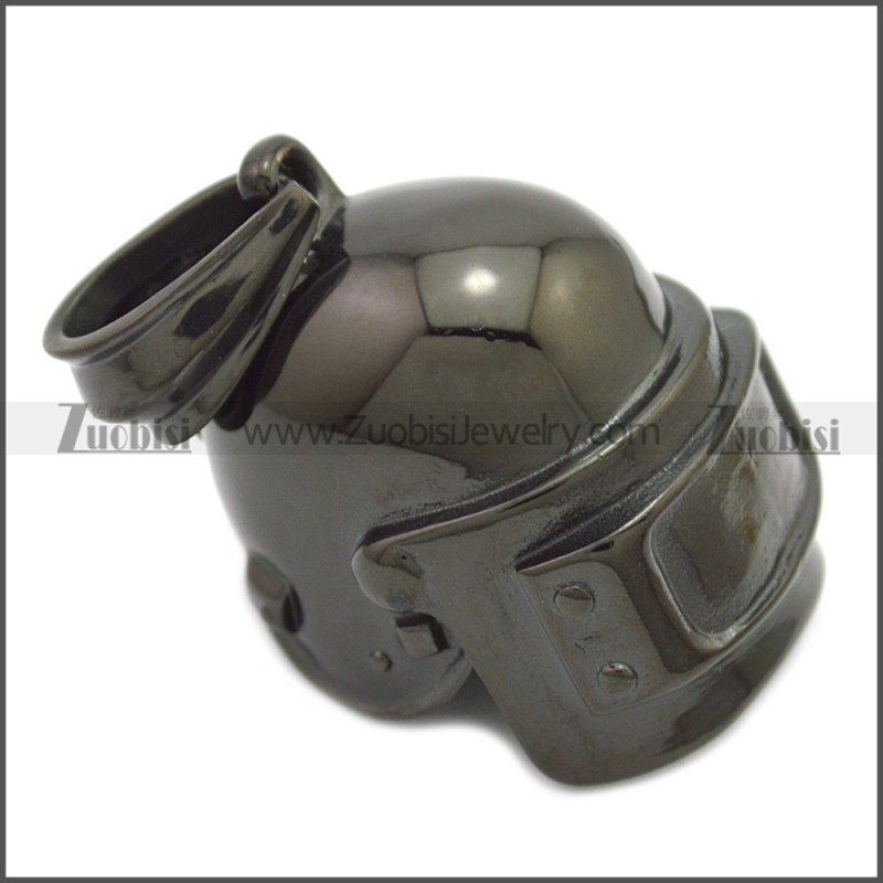 Black Stainless Steel Solderer Helmet Pendant p010706H