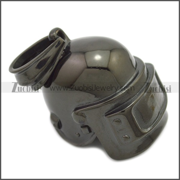 Black Stainless Steel Solderer Helmet Pendant p010706H