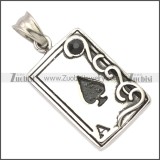 Stainless Steel Ace of Spades Card Pendant p010678SH3