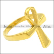24K Yellow Gold Plating Ancient Egyptian Stainless Steel Ankh Ring Jewelry r008595G