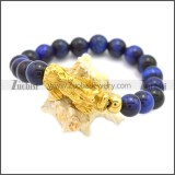 Feng Shui Sapphire Stone Bracelet With 24K Gold Plated Pixiu Charm b009868G3