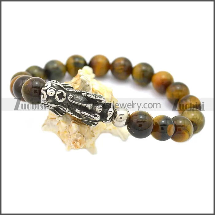 3D Pixiu Charm Tiger Eye Stone Bracelet b009868SH1