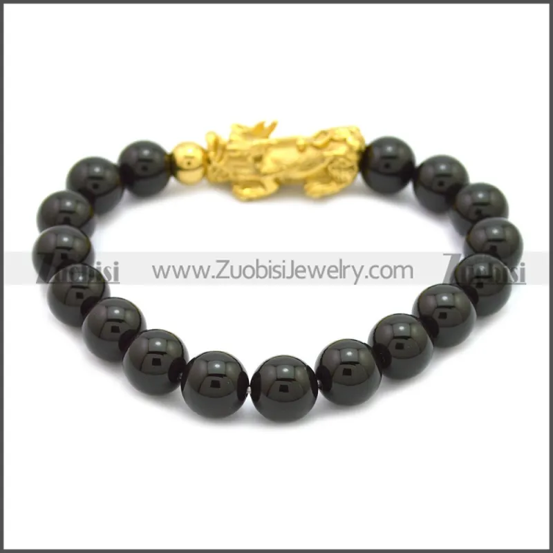 24K Gold Plated Stainless Steel Piyao Charm Bracelet b009868G2