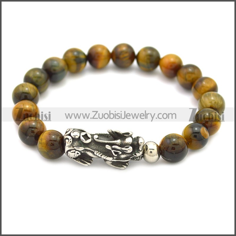 3D Pixiu Charm Tiger Eye Stone Bracelet b009868SH1