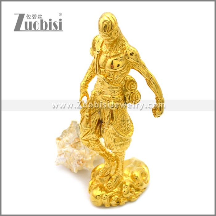 Monkey King Figurine Sun Wukong Figures Statue in Gold Plating Stainless Steel a001014G