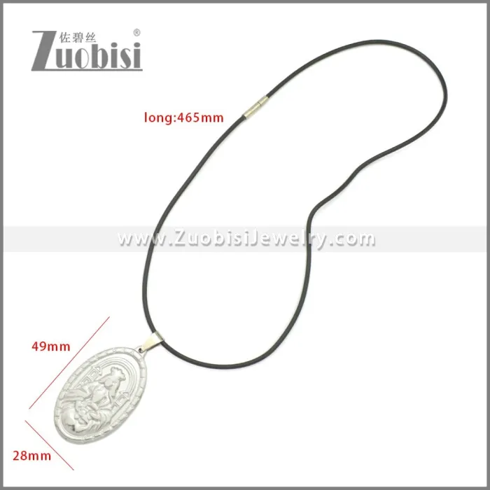 Rubber Necklace W Stainless Steel Clasp n003174HS1