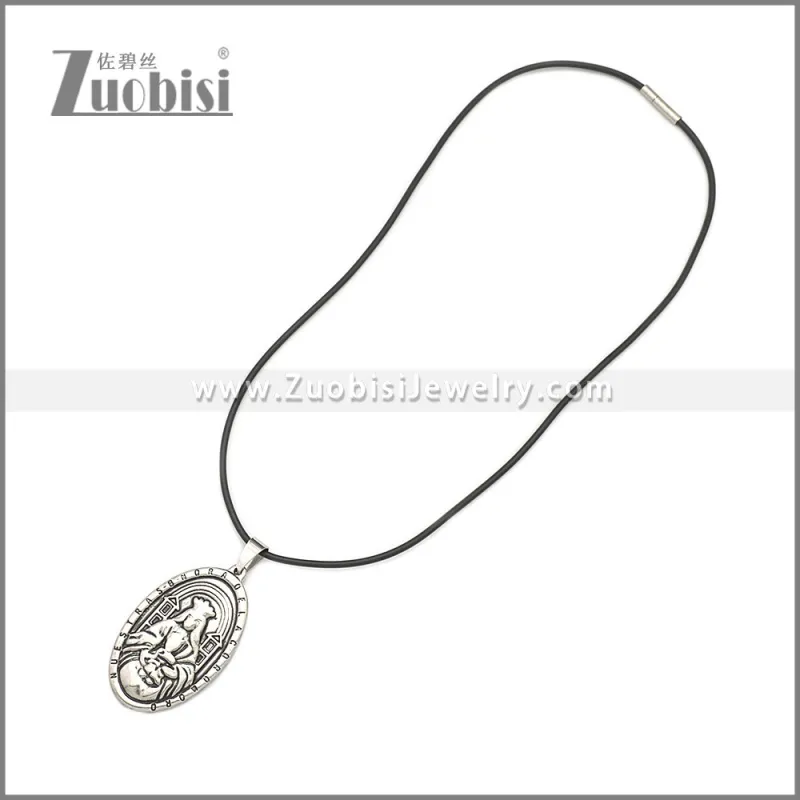 Rubber Necklace W Stainless Steel Clasp n003174HS2
