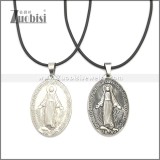 Rubber Necklace W Stainless Steel Virgin Mary Pendant n003180HA