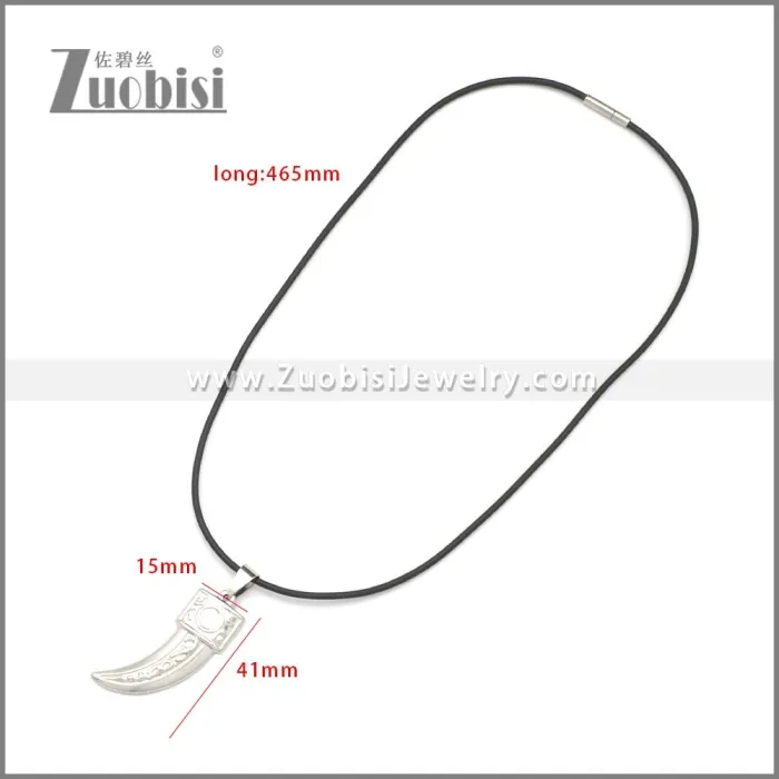 Rubber Necklace W Stainless Steel Clasp n003175HS2