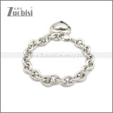 Cuban Link Stainless Steel Heart Bracelet b009993S