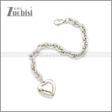 Cuban Link Stainless Steel Heart Bracelet b009993S