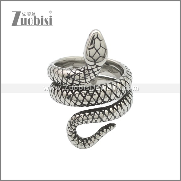 Vintage Stainless Steel Snake Stye Cocktail Party Statement Ring for Unisex r008762SA