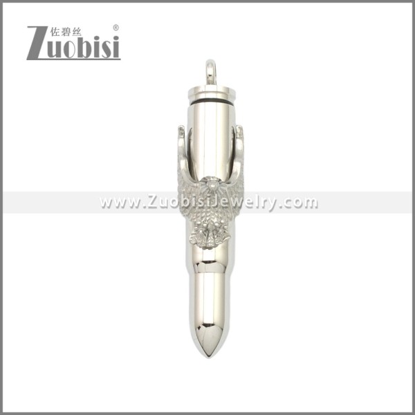 Unscrewed Silver Tone Stainless Steel Eagle Bullet Pendant p010930S