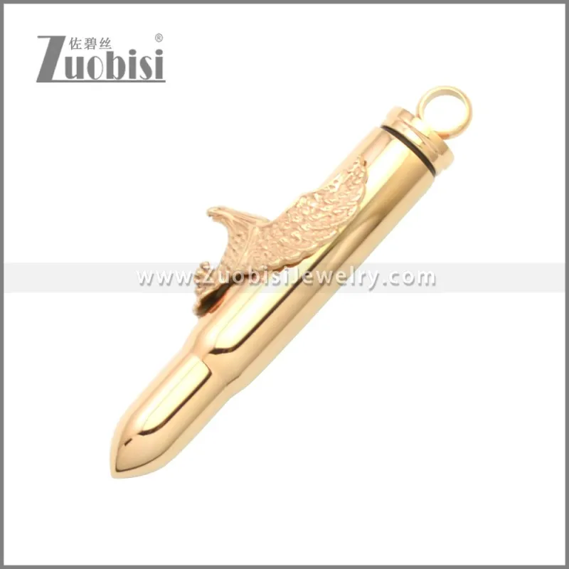 Rose Gold Stainless Steel Bullet Eagle Pendant p010930R