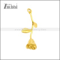 Golden Stainless Steel Rose Flower Style Pendant Party Necklace p010981G