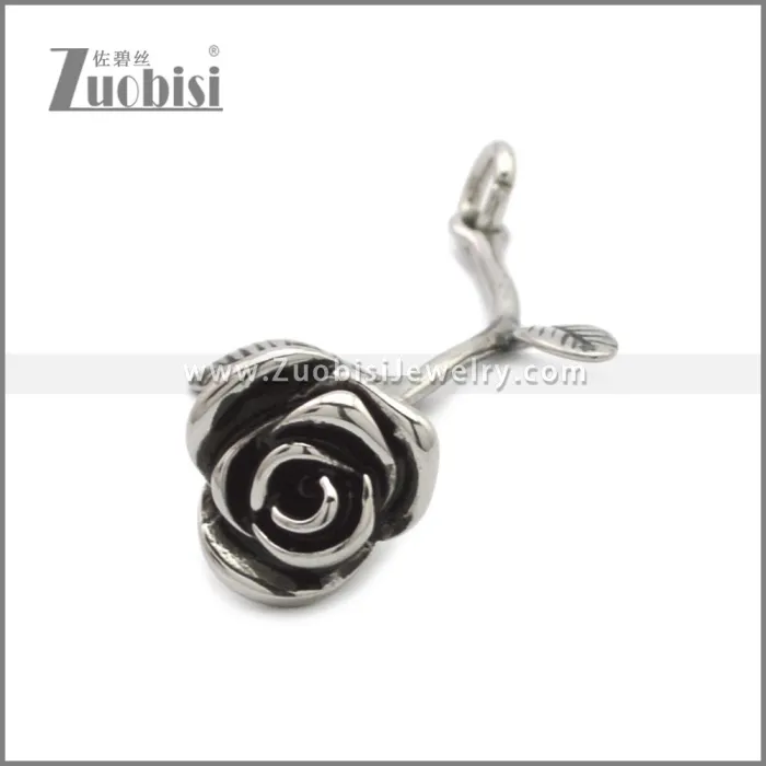 Stainless Steel Rose Flower Statement Pendant p010981S