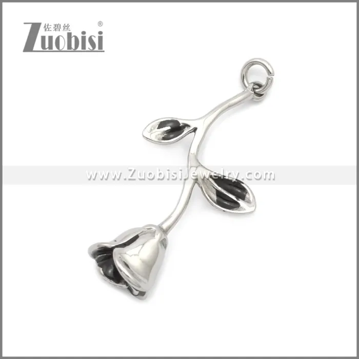 Stainless Steel Rose Flower Statement Pendant p010981S