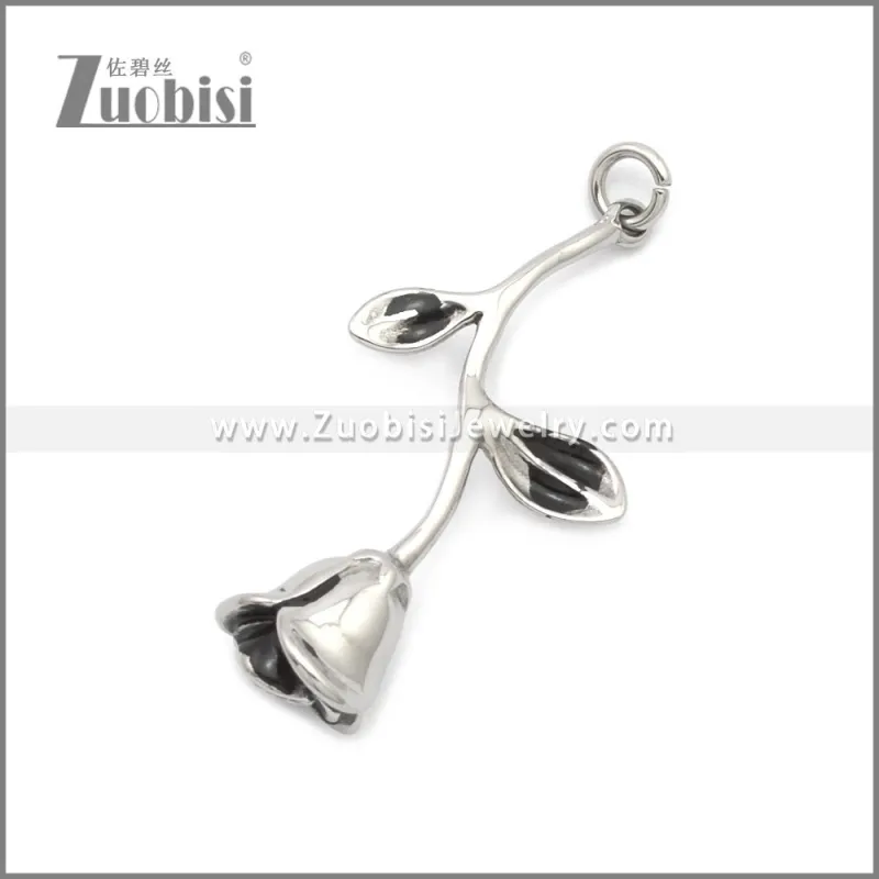 Stainless Steel Rose Flower Statement Pendant p010981S