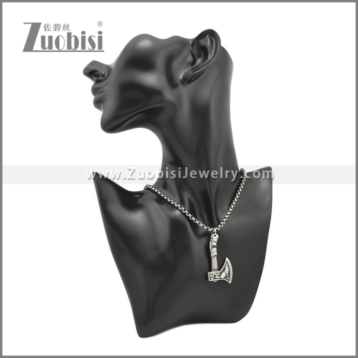 Stainless Steel Wolf Viking Axe Pendant p011008SA