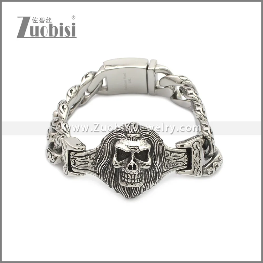 Mens Skull Bracelets Stainless Steel b010094S