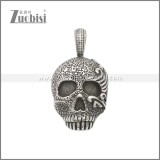 Stainless Steel Flower Skull Pendant p011052SA