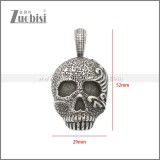 Stainless Steel Flower Skull Pendant p011052SA