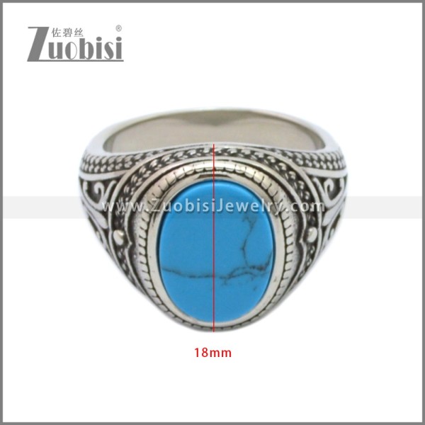Stainless Steel Turquoise Stone Ring r008905SHB