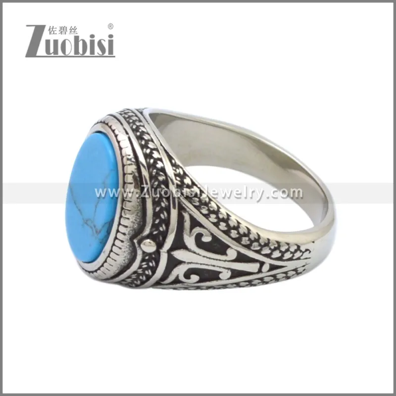 Stainless Steel Turquoise Stone Ring r008905SHB