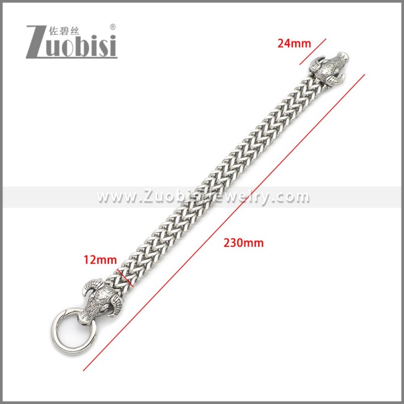 Silver Stainless Steel OX Bracelet b010132S