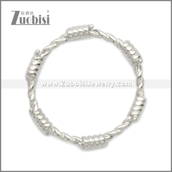 Shiny Silver Stainless Steel Barbed Wire Ring r008966S