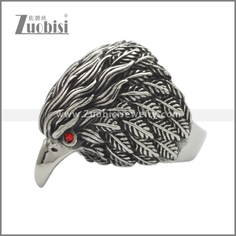 Stainless Steel Red Stone Eye Eagle Ring r008998SA3