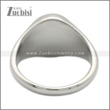Shiny Silver Stainless Steel Black Enamel Ring r009056S2