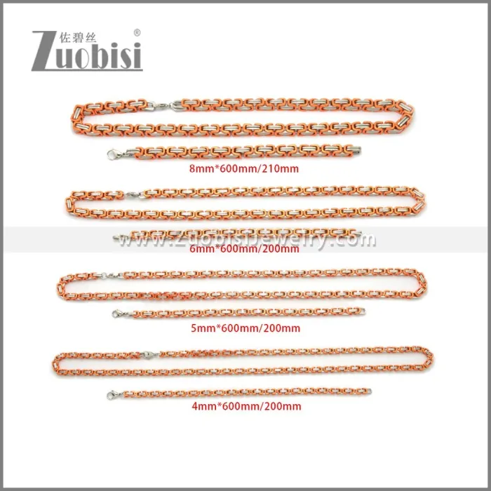 4mm Wide Stainless Steel Jewelry Set s002980S4