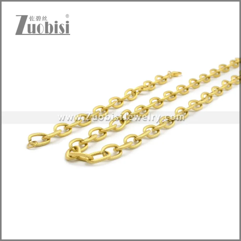 9mm Wide Gold Plating Stainless Steel Jewelry Set s002983G
