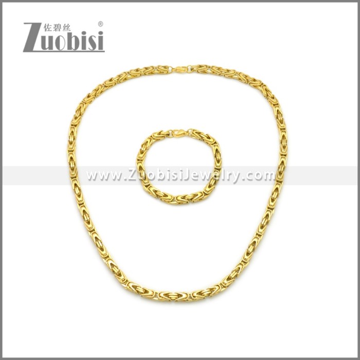 6mm Shiny Gold Plated Stainless Steel Jewelry Set s002982G