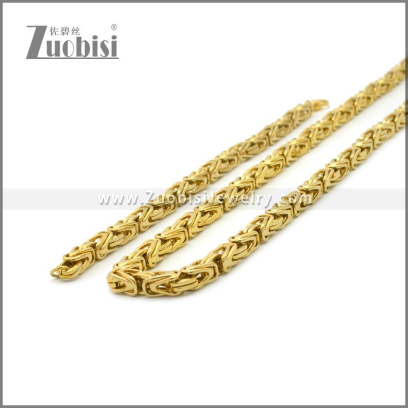 6mm Shiny Gold Plated Stainless Steel Jewelry Set s002982G