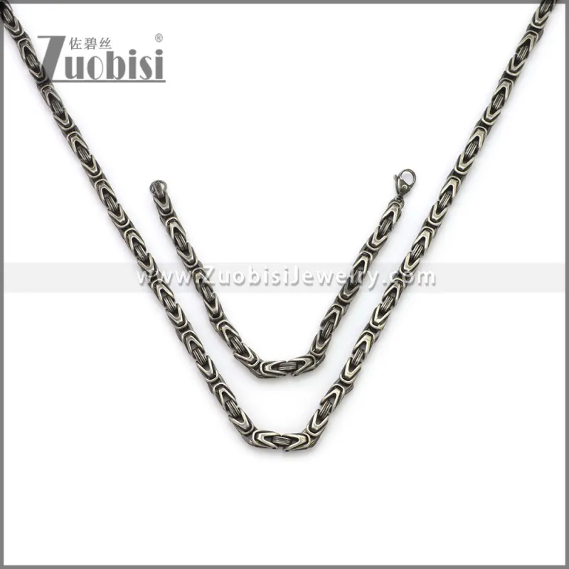 0.6CM Wide Black Stainless Steel Jewelry Set s002982A