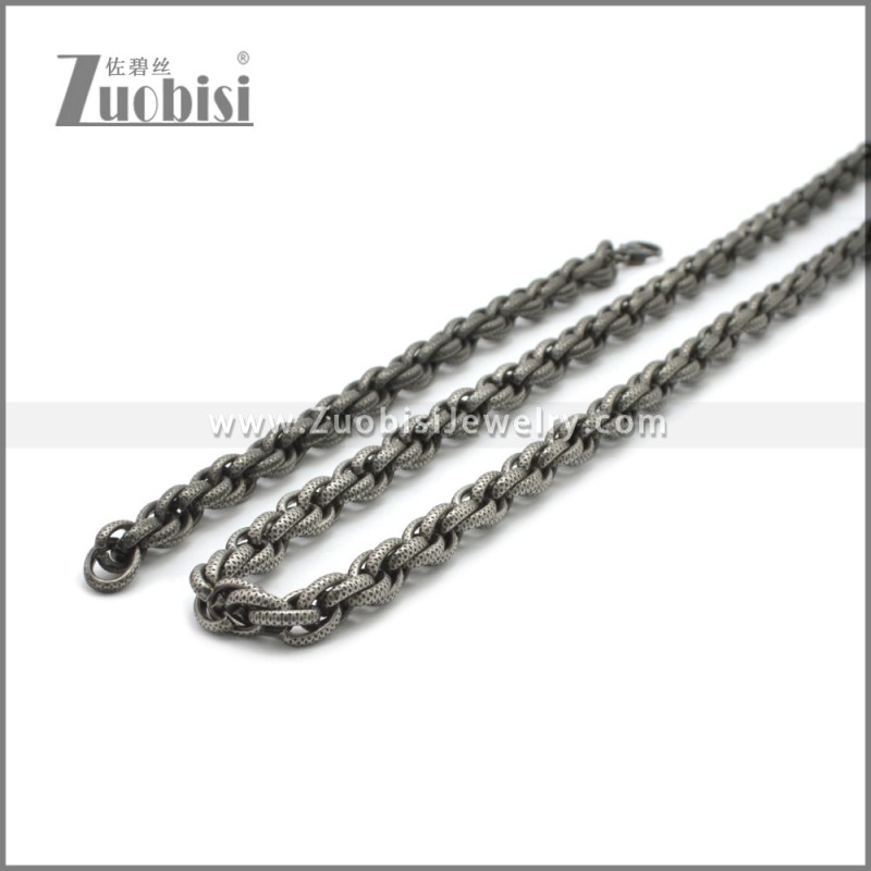 8mm Wide Stainless Steel Jewelry Set s002986A
