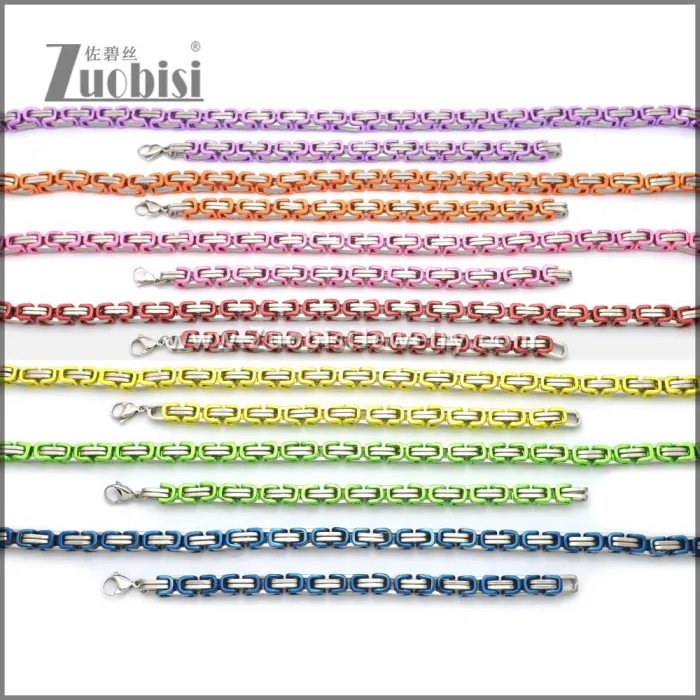 4mm Wide Stainless Steel Jewelry Set s002980S4