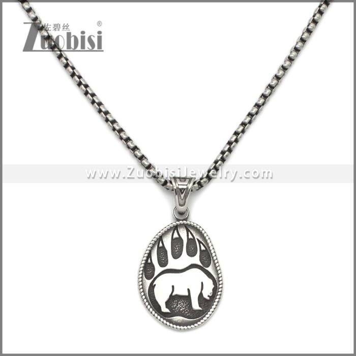 Norse Stainless Steel Viking Bear Pendant p011177SA