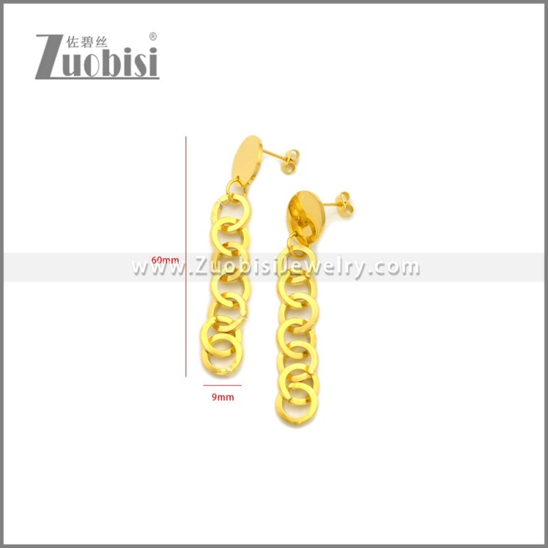 Gold Plated Tassel Stainless Steel Earrings e002242G